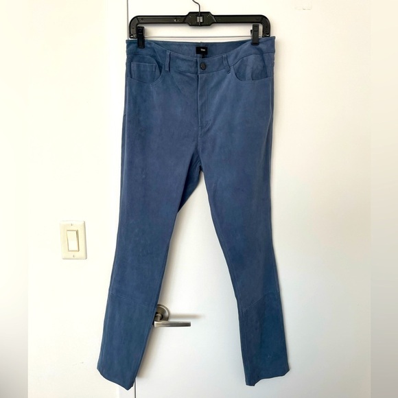 Theory women suede ankle pants mental blue NWT
